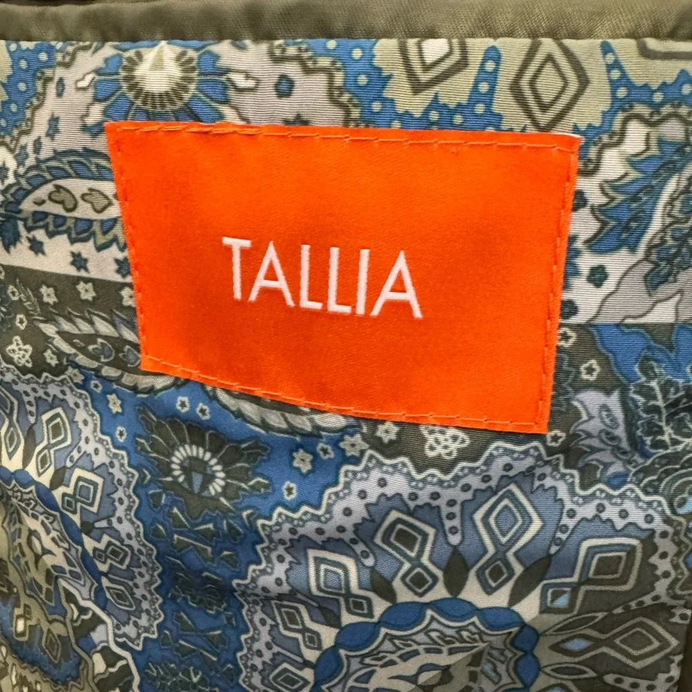 Tallia 42R Mason Fit For Lord & Taylor Unstructured Blazer Jacket Polka Dot Blue